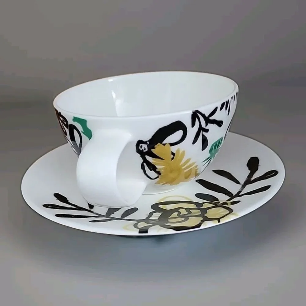 Crate & Barrel Limited Edition Cup & Saucer Set 2014 Penelope Dullaghan